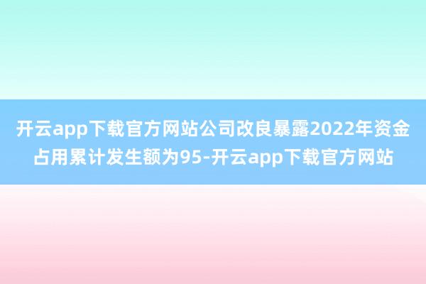 开云app下载官方网站公司改良暴露2022年资金占用累计发生额为95-开云app下载官方网站